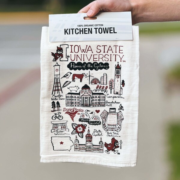 Julia Gash Illustrated Iowa State Kitchen Towel
